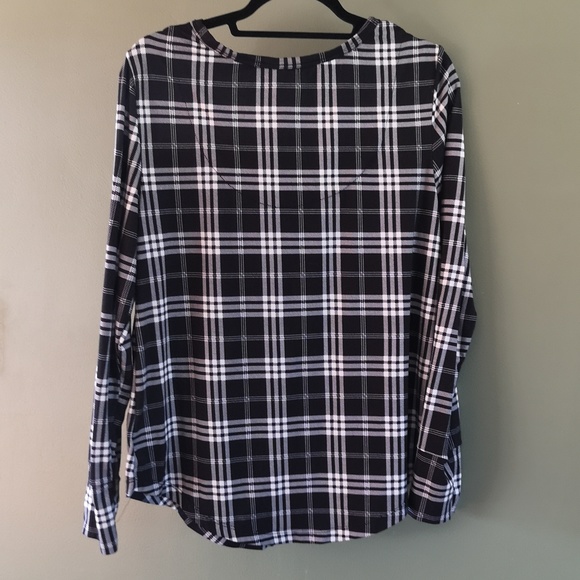 Cynthia Rowley Super Soft Plaid Long Sleeve Rounded Hem Snap Front Closure Sz L - Picture 7 of 8